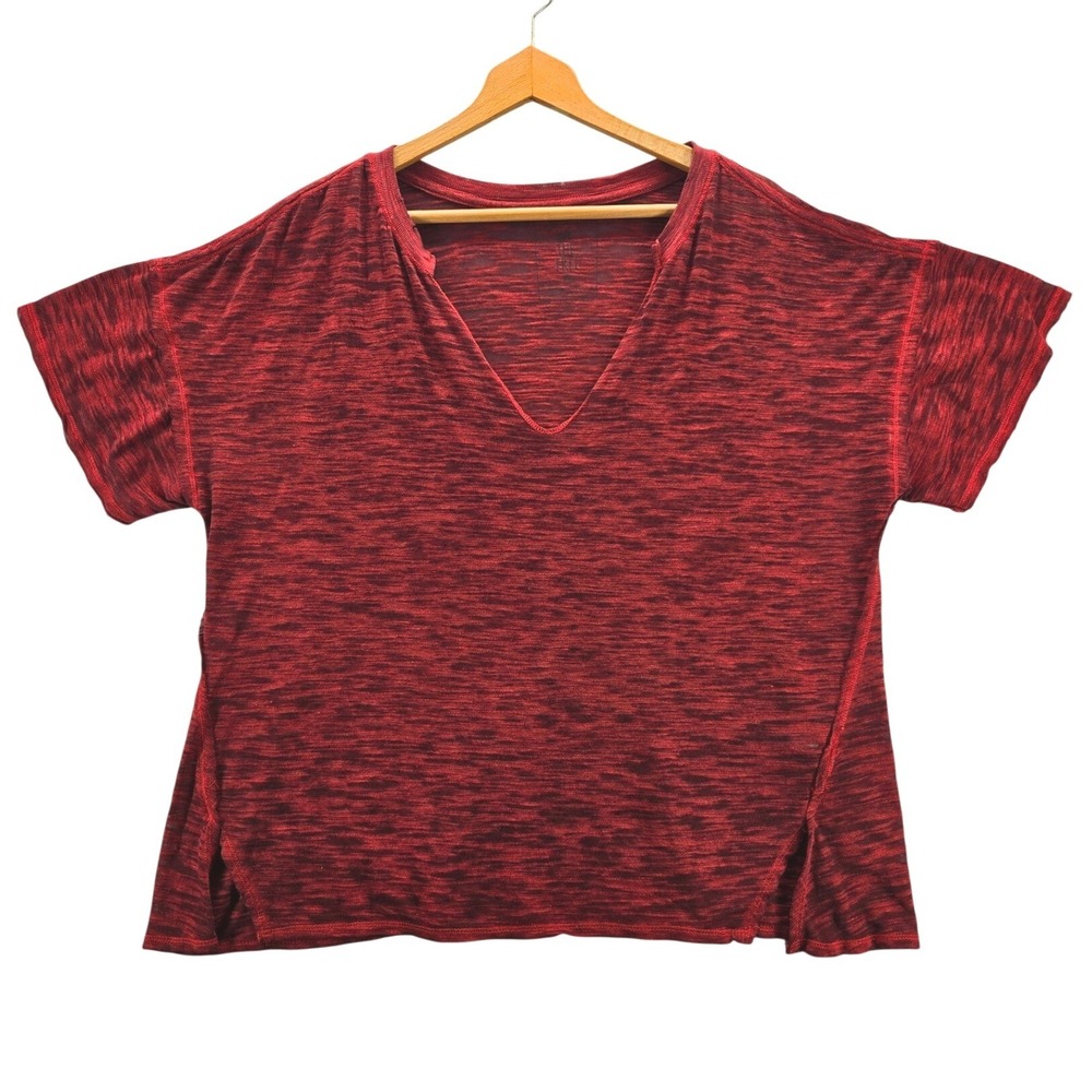 We The Free Red Marled V Neck Dolman Sleeve High Low Tunic Top Women M